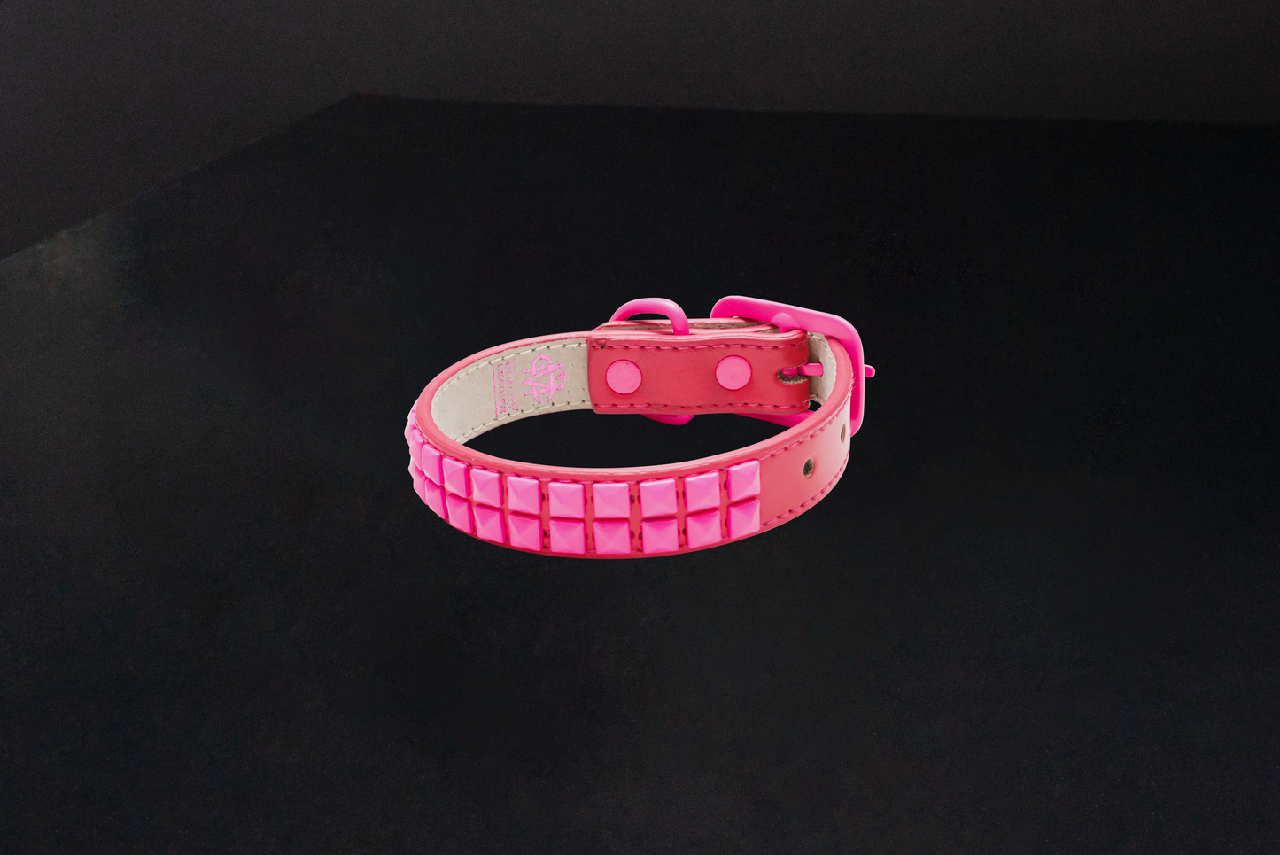 Pink Leather Dog Collar With Pink Studs