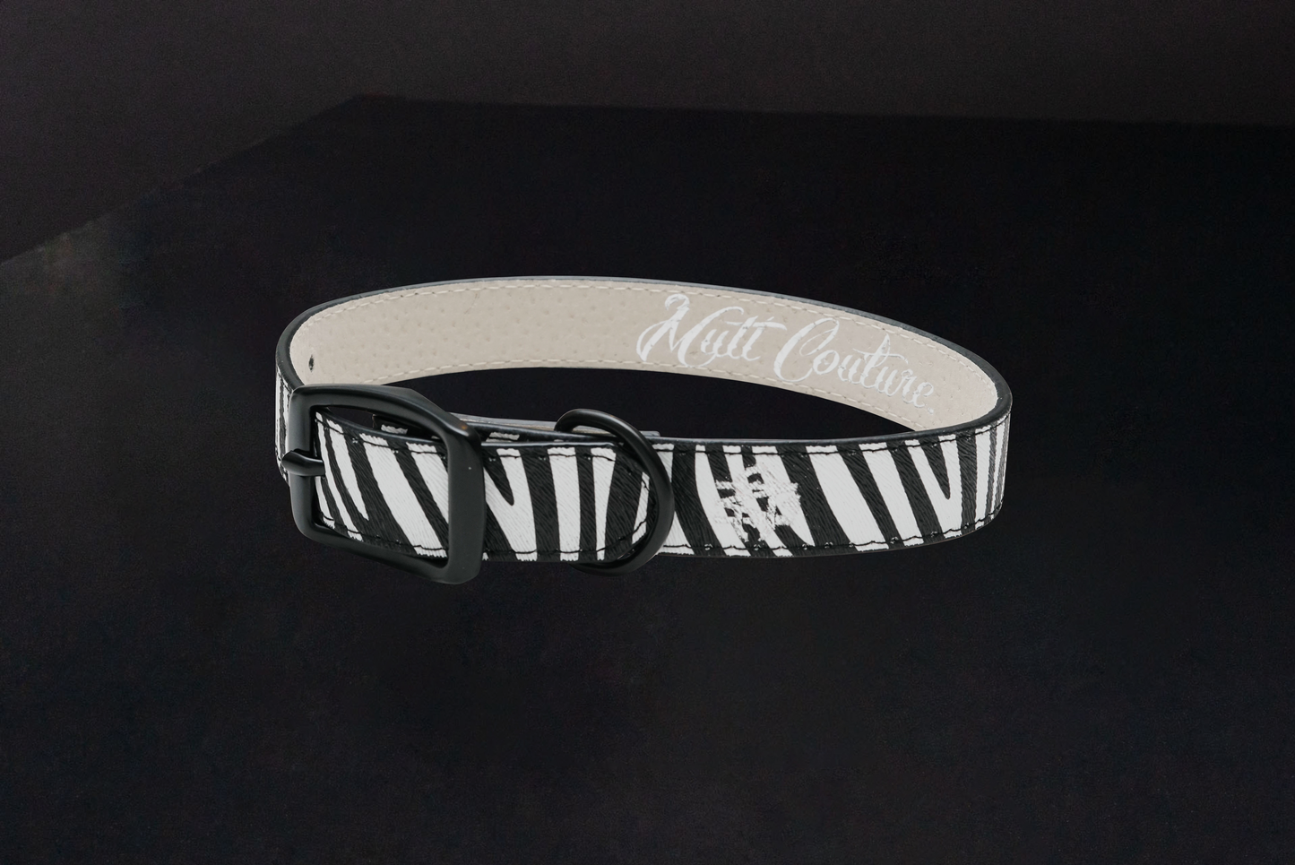 Zebra Print Leather Dog Collar
