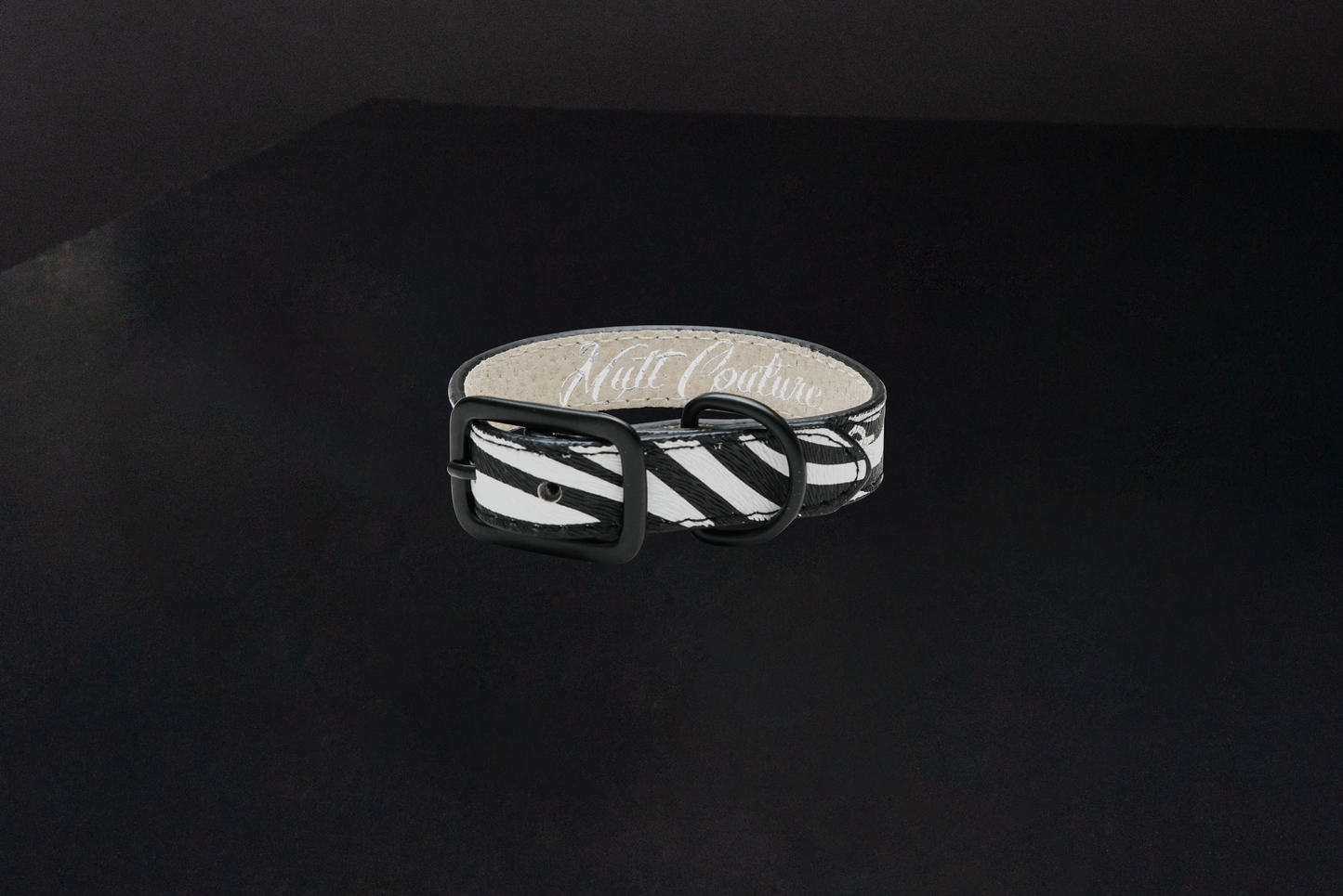 Zebra Print Leather Dog Collar