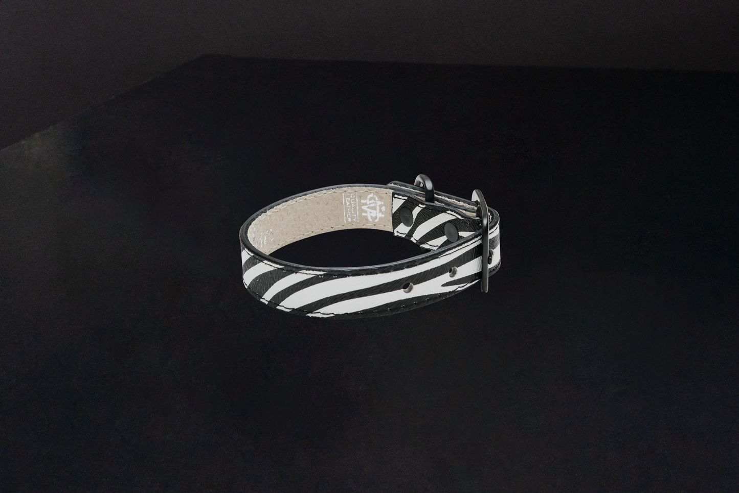 Zebra Print Leather Dog Collar