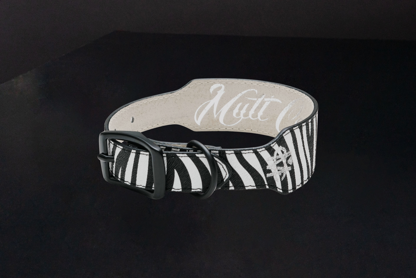 Zebra Print Leather Dog Collar