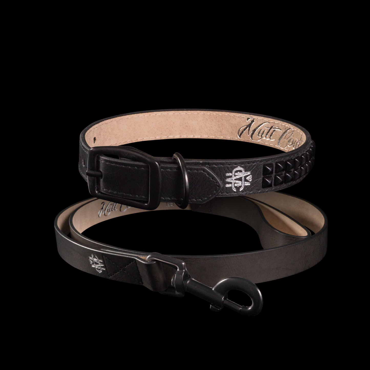 Black Studded Dog Walk Set