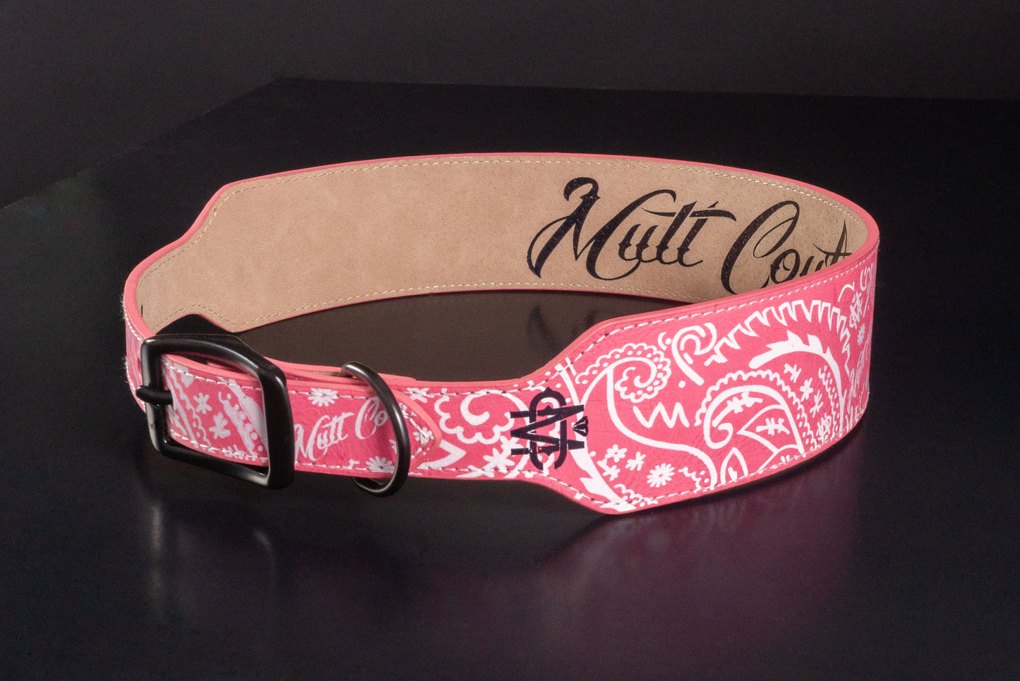 Pink Bandana Leather Dog Collar