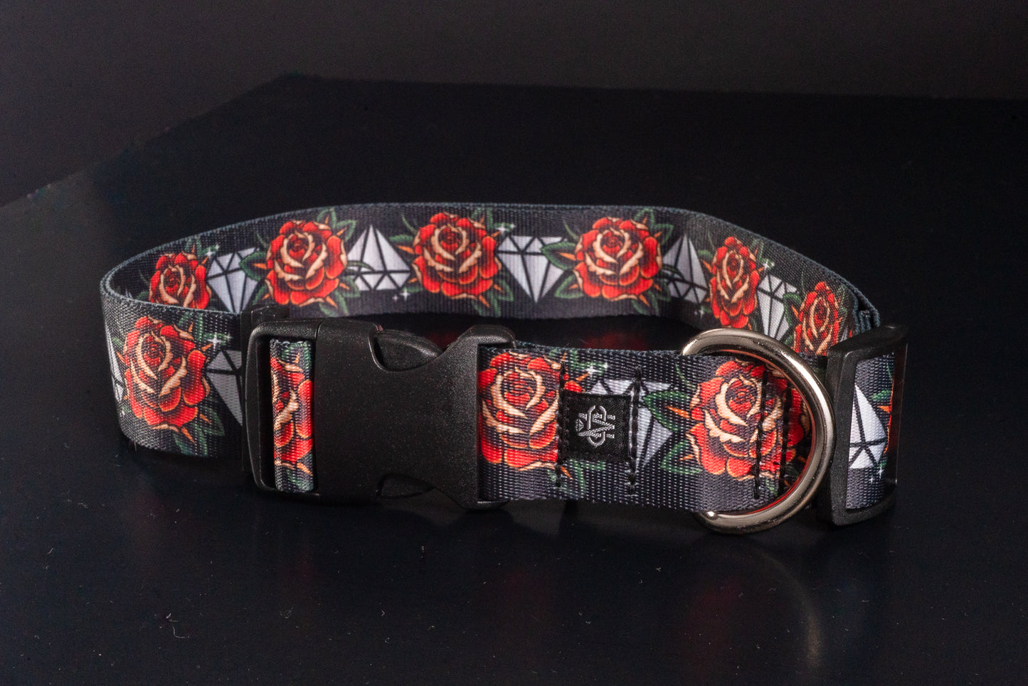 Diamond & Rose Nylon Dog Collar