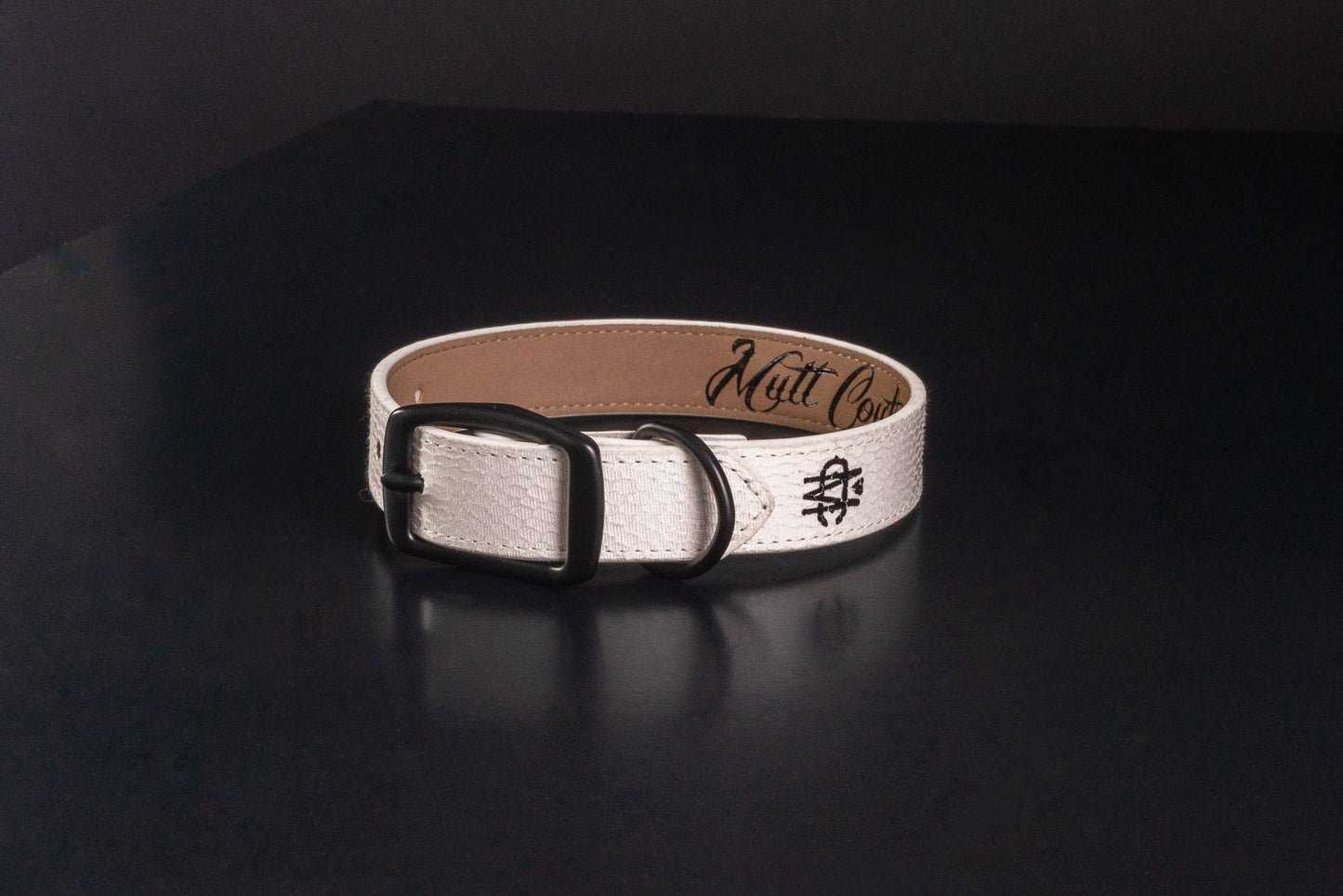 White Snake Leather Dog Collar