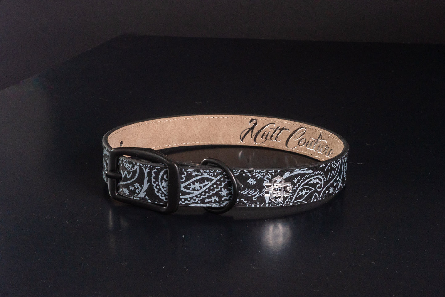 Black Bandana Leather Dog Collar
