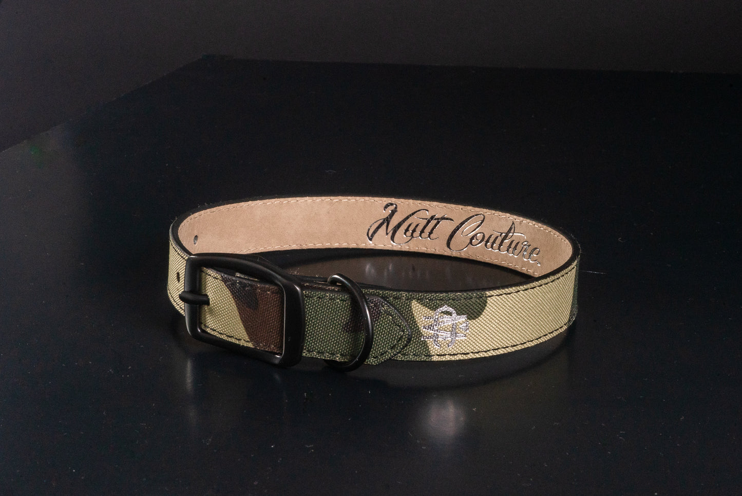 Woodland Camouflage Leather Dog Collar