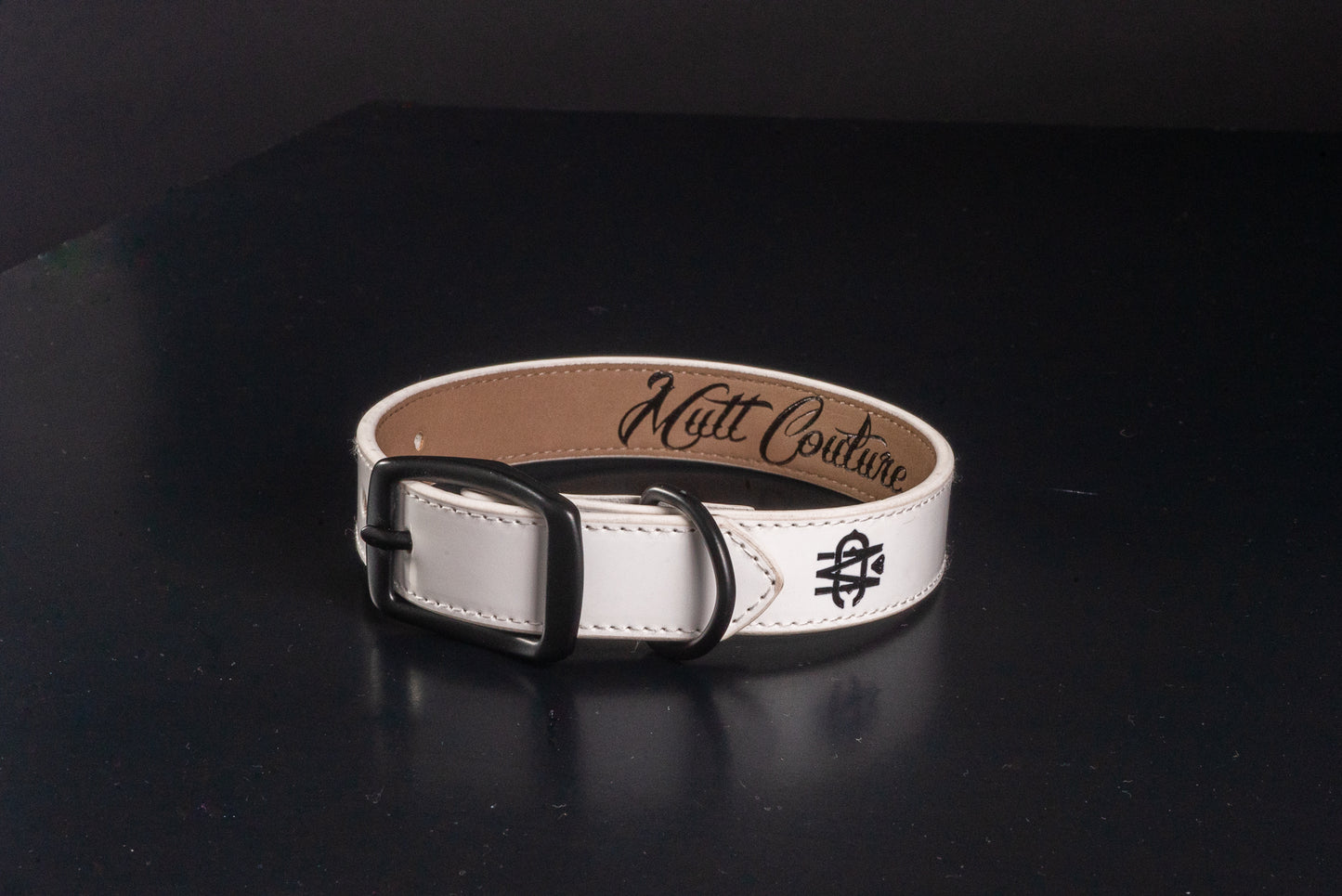 White Patent Leather Dog Collar
