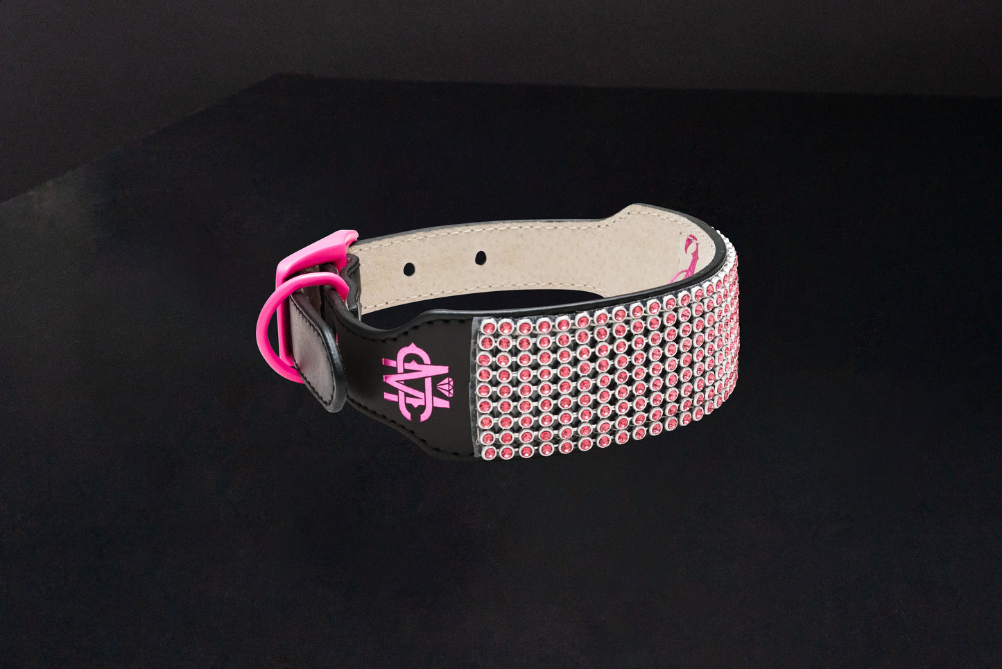 Pink Diamond Leather Collar