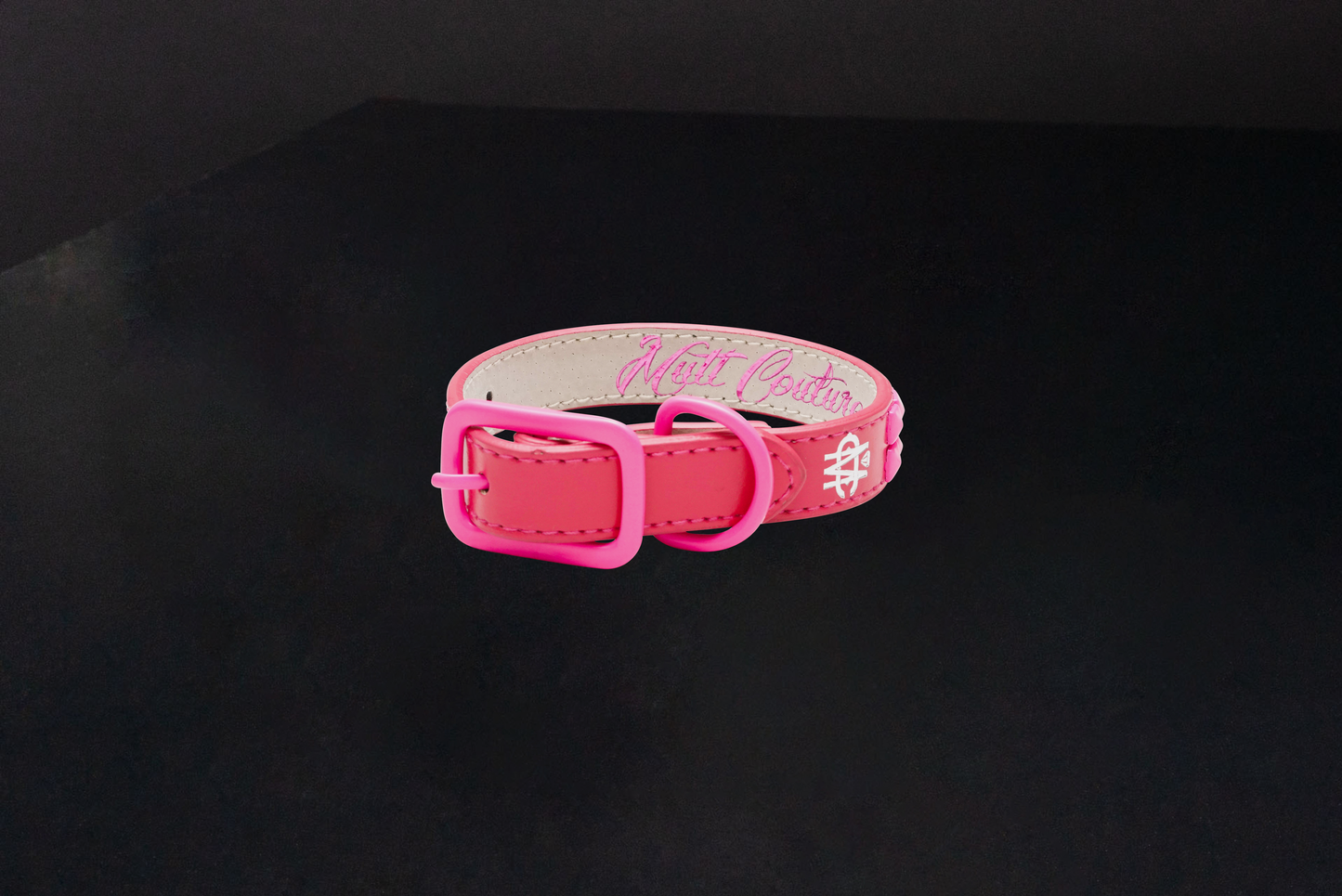 Pink Leather Dog Collar With Pink Studs