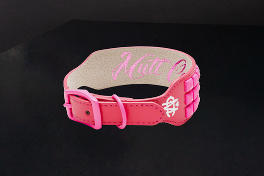 Pink Leather Dog Collar With Pink Studs