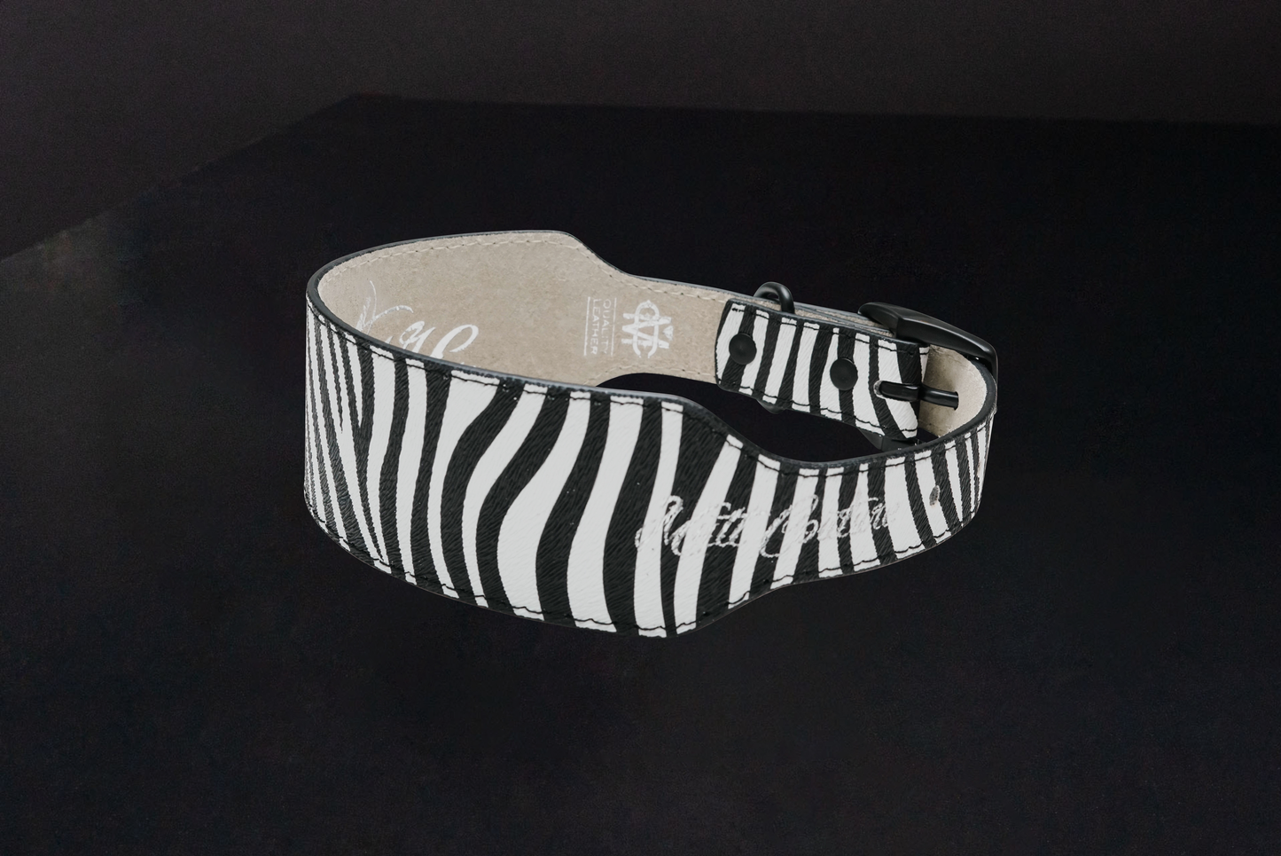 Zebra Print Leather Dog Collar