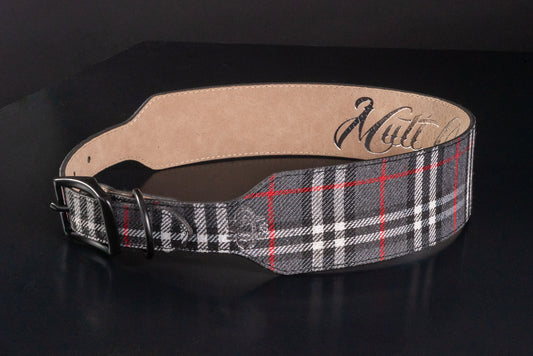 Grey Flannel Leather Dog Collar