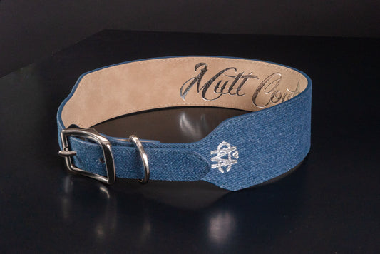 Blue Denim Leather Dog Collar