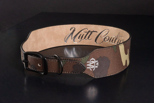 Woodland Camouflage Leather Dog Collar