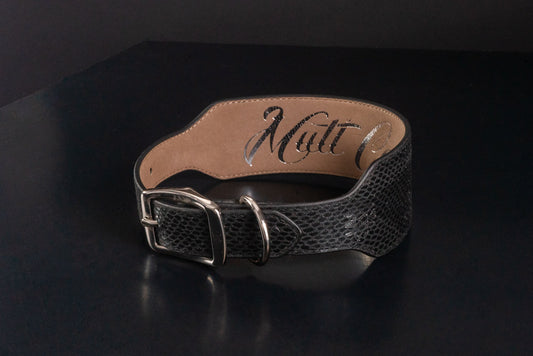 Black Snake Leather Dog Collar