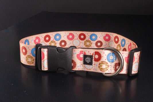 Pastel Donut Print Adjustable Nylon Dog Collar