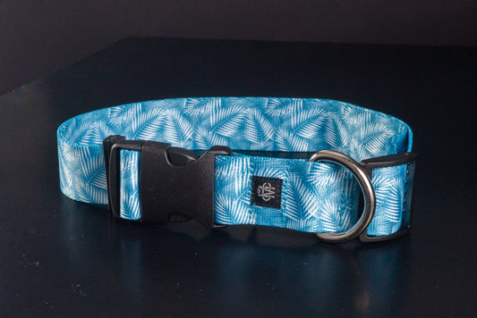 Palm Leaf Print Adjustable Nylon Dog Collar