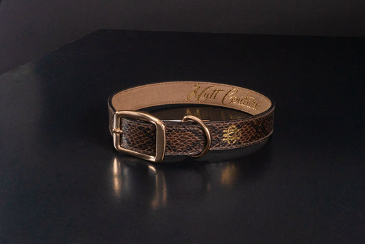 Brown Python Leather Dog Collar