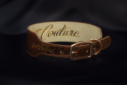 Brown Croc Leather Collar