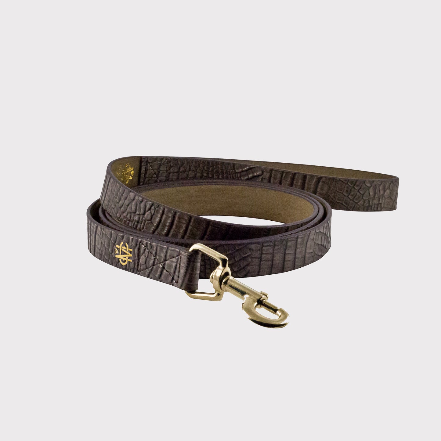 Brown Croc Leather Dog Leash