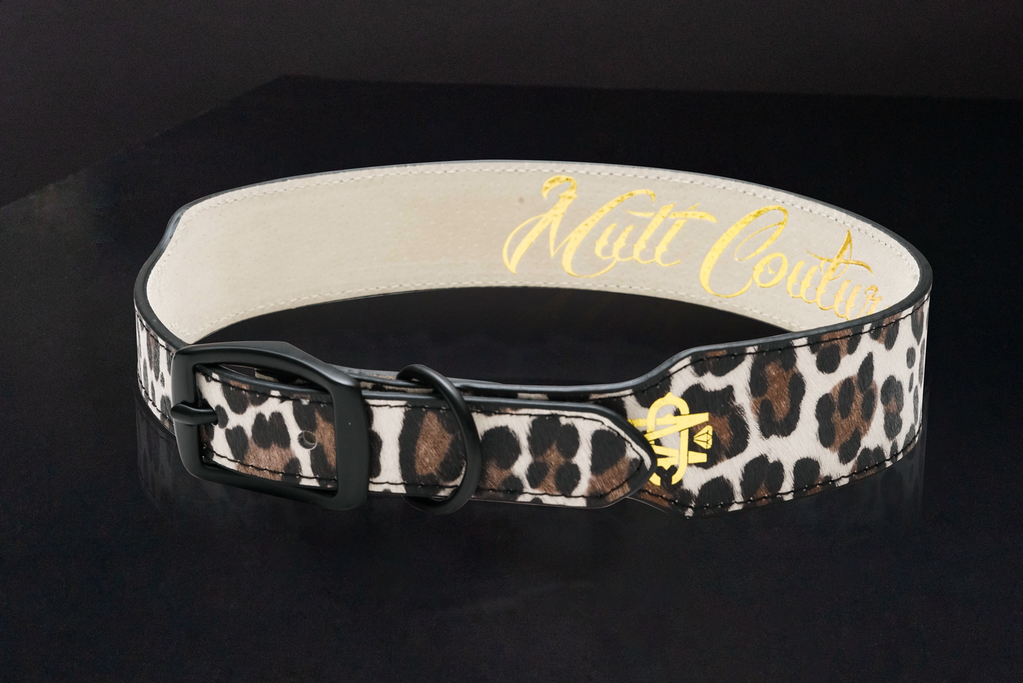 Leopard Print Leather Dog Collar