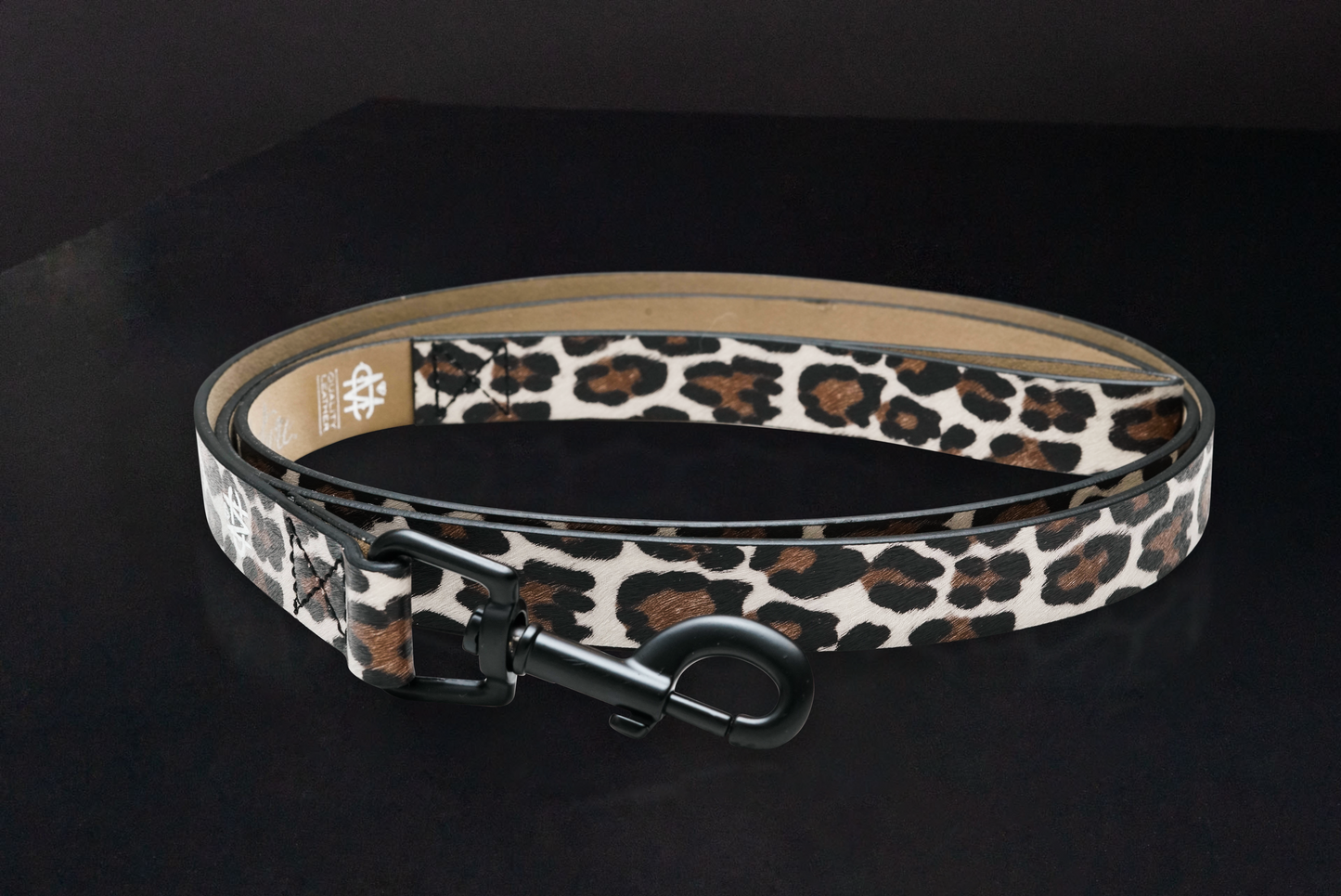 Leopard Leather Dog Leash