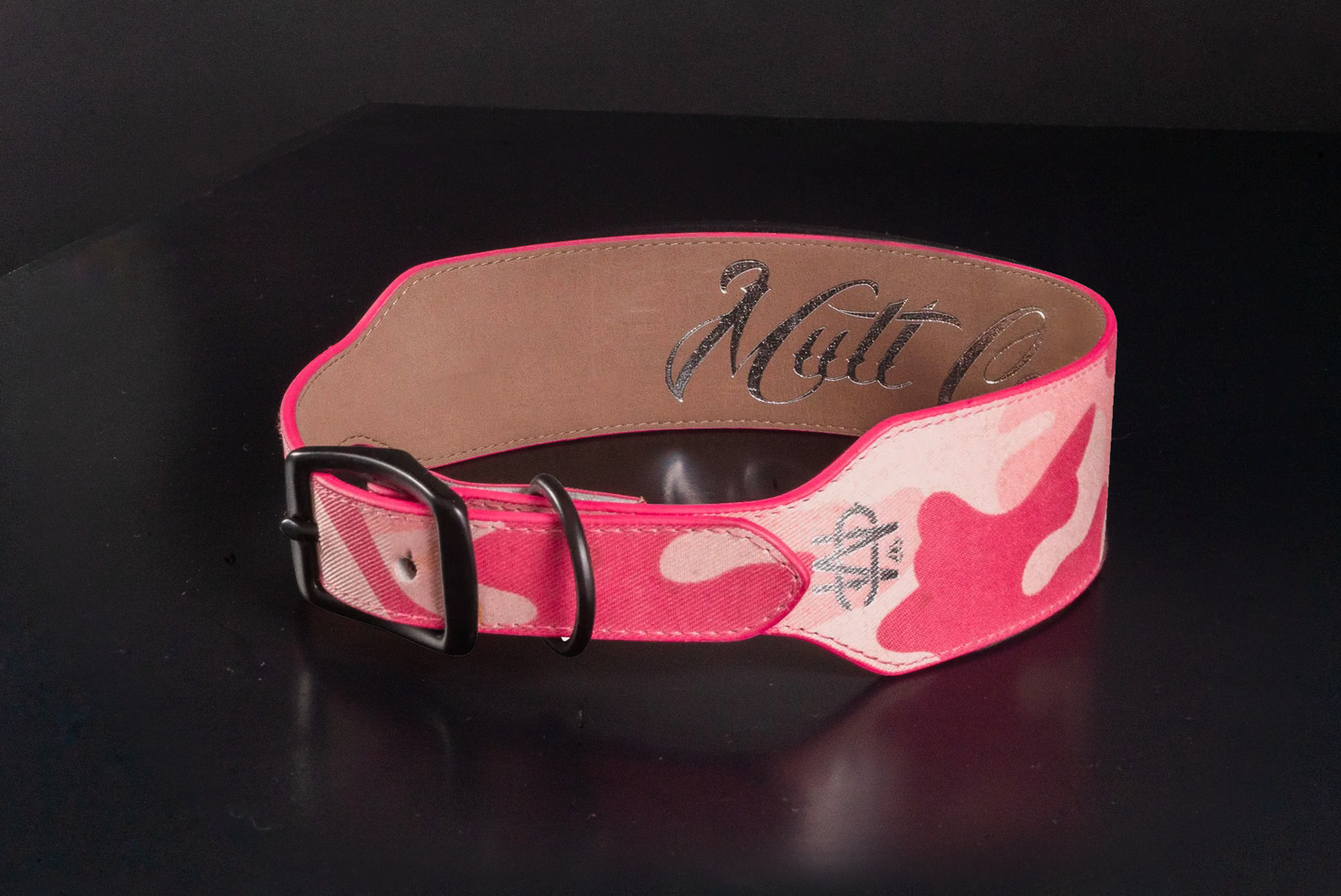 Pink Camouflage Leather Dog Collar